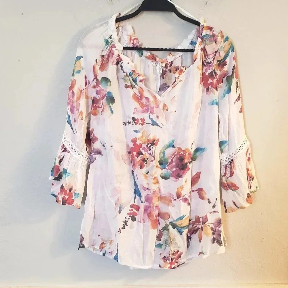 Spense Floral Boho Tunic Top‎